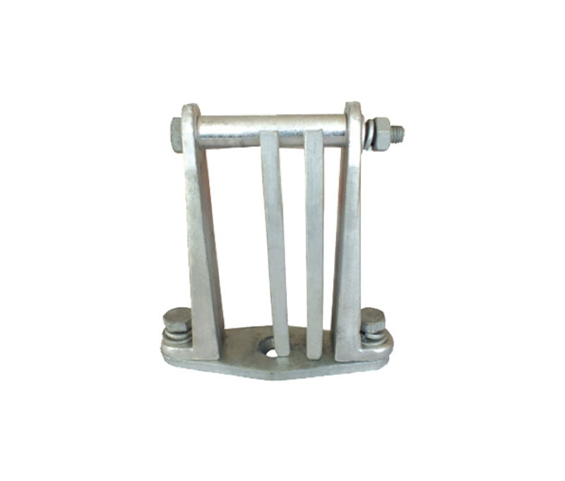 Three rectangular busbar fixing fittings (vertical type) for indoor use